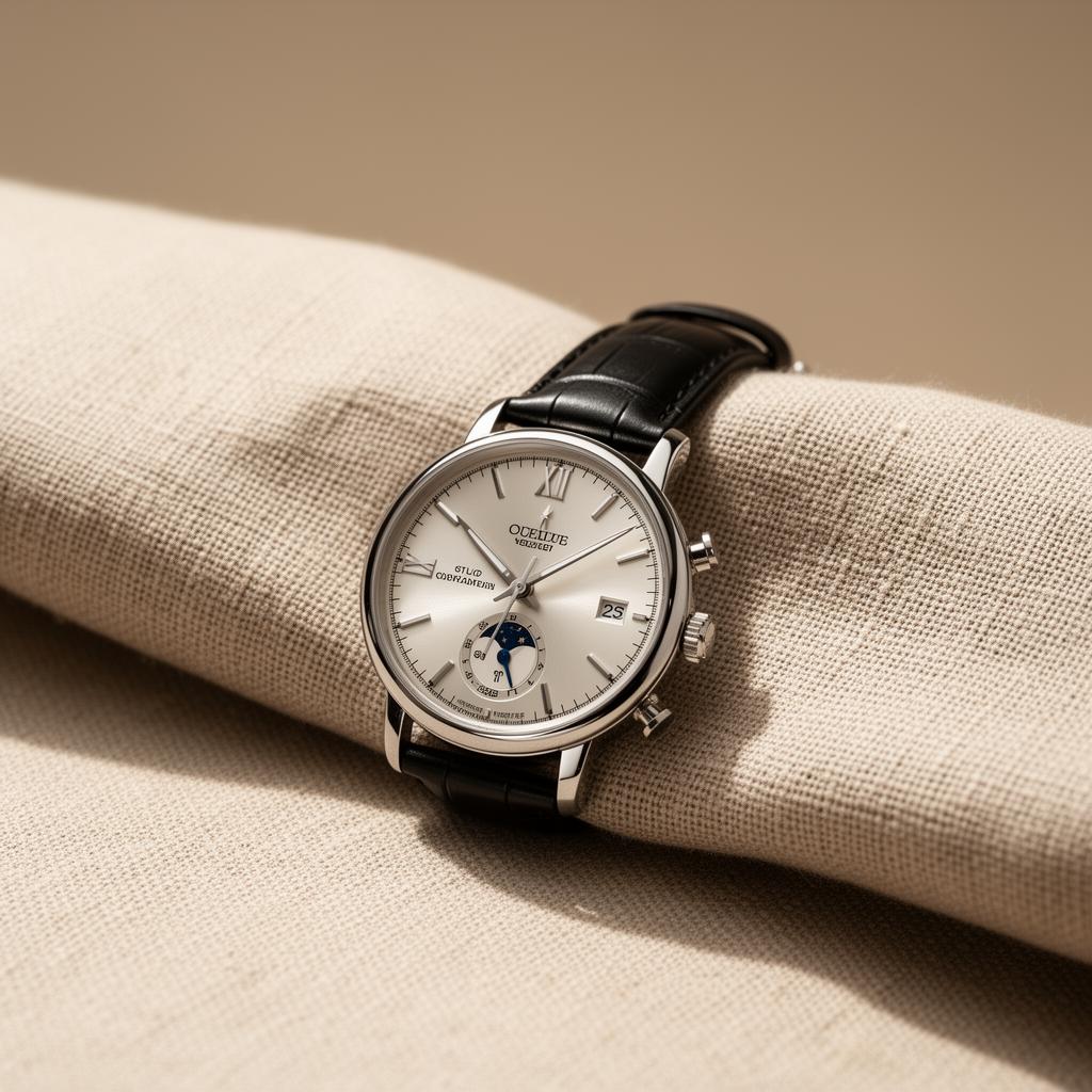 Premium wristwatch on linen fabric